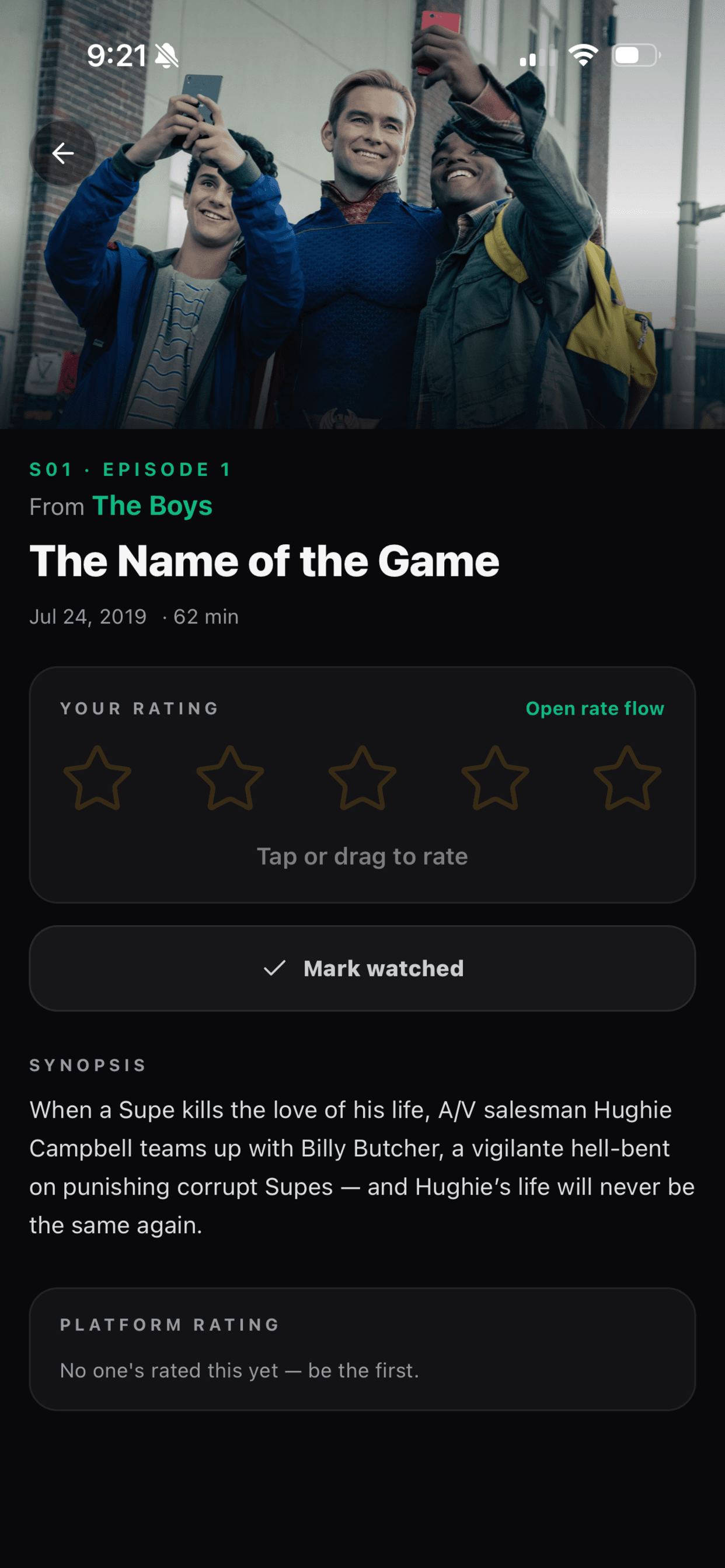 Episode detail screen