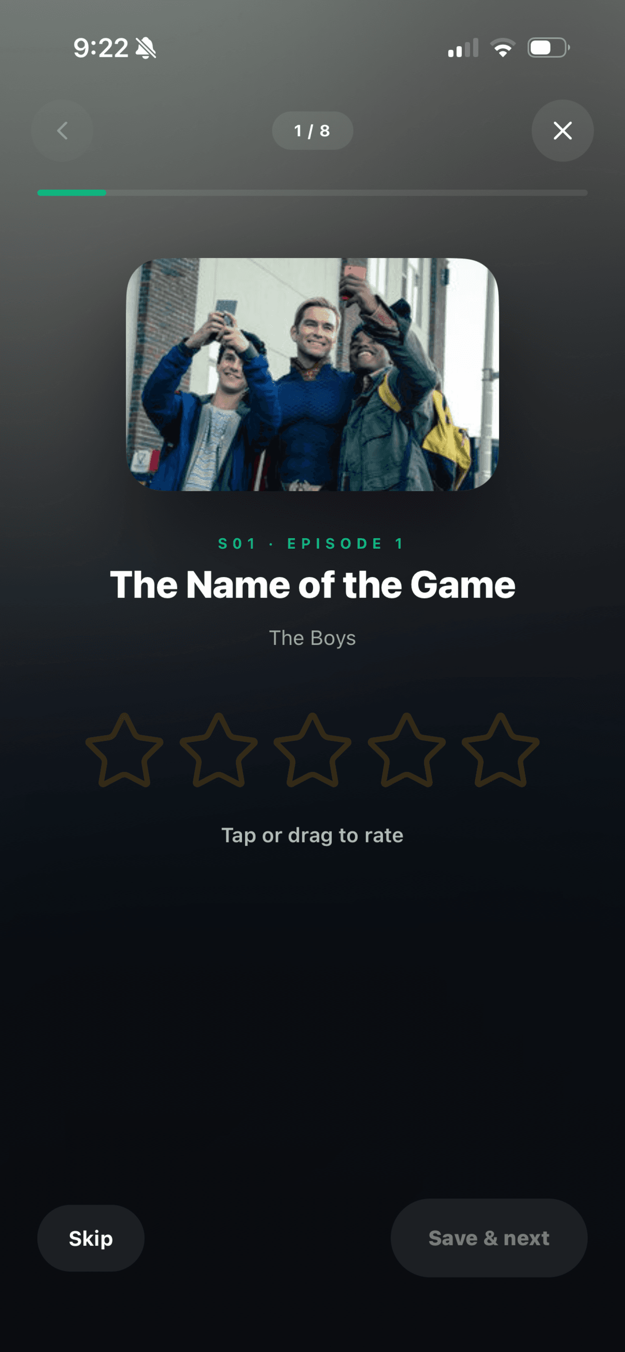 Rating flow with progress bar